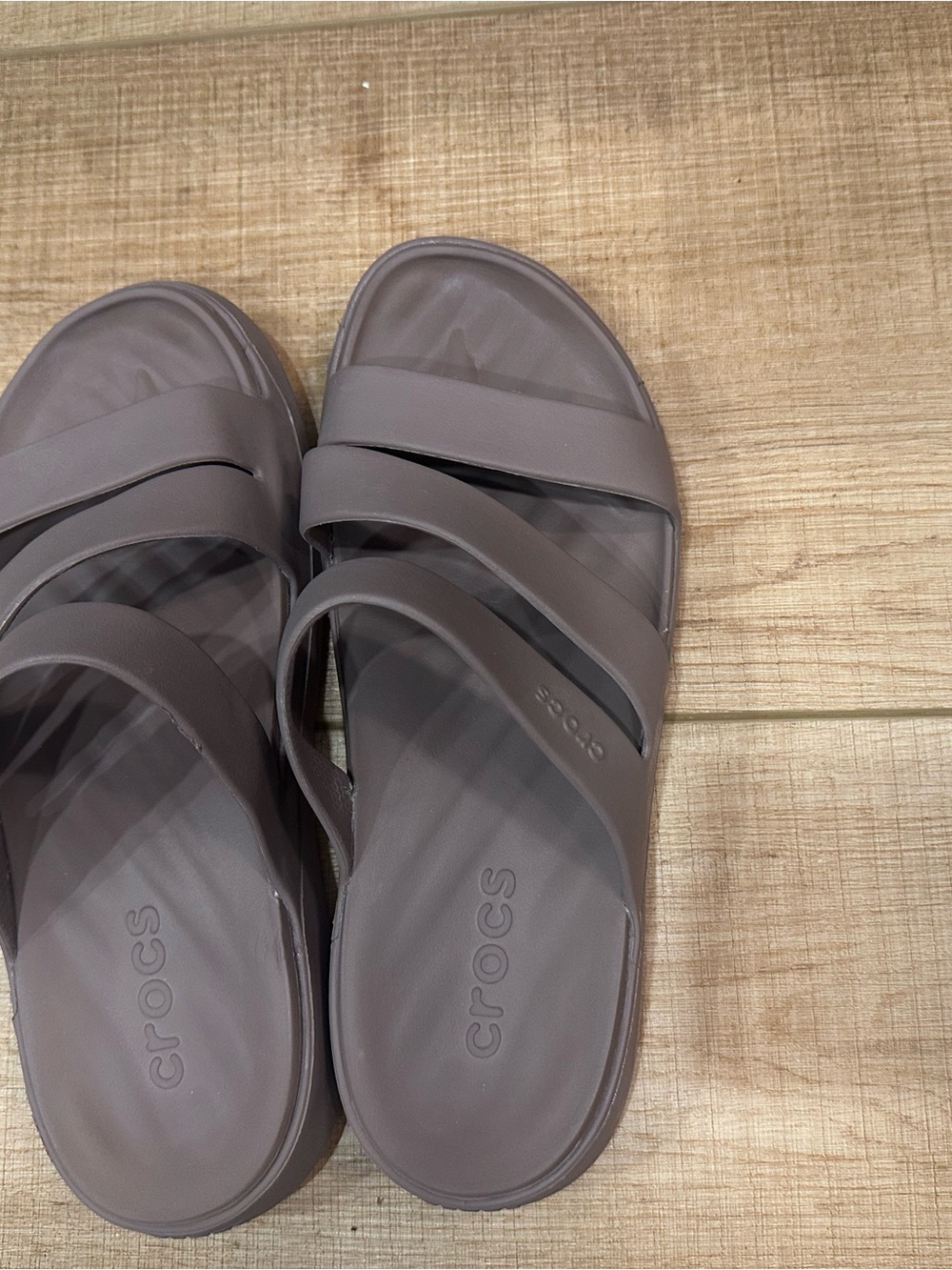 CROCS Women's Double-Strap Slide Sandals in Taupe